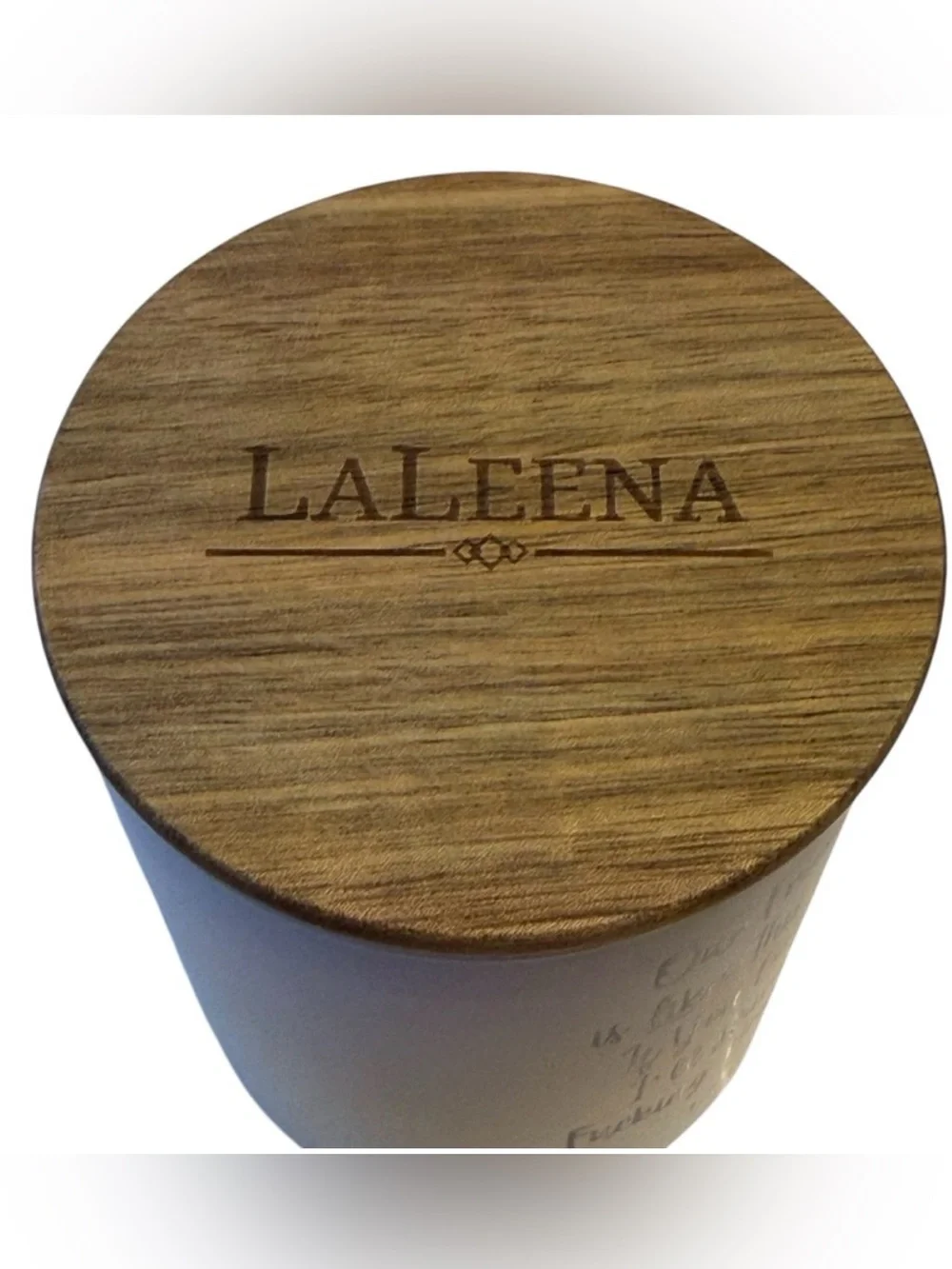 LaLeena Ocean Breeze Scented Soy Candle with Wood Lid and funny saying